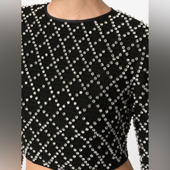 NWT Retrofete Brooks black crystal embellished crop top - Picture 4 of 10